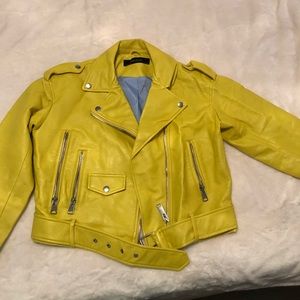 Yellow Zara leather jacket size small